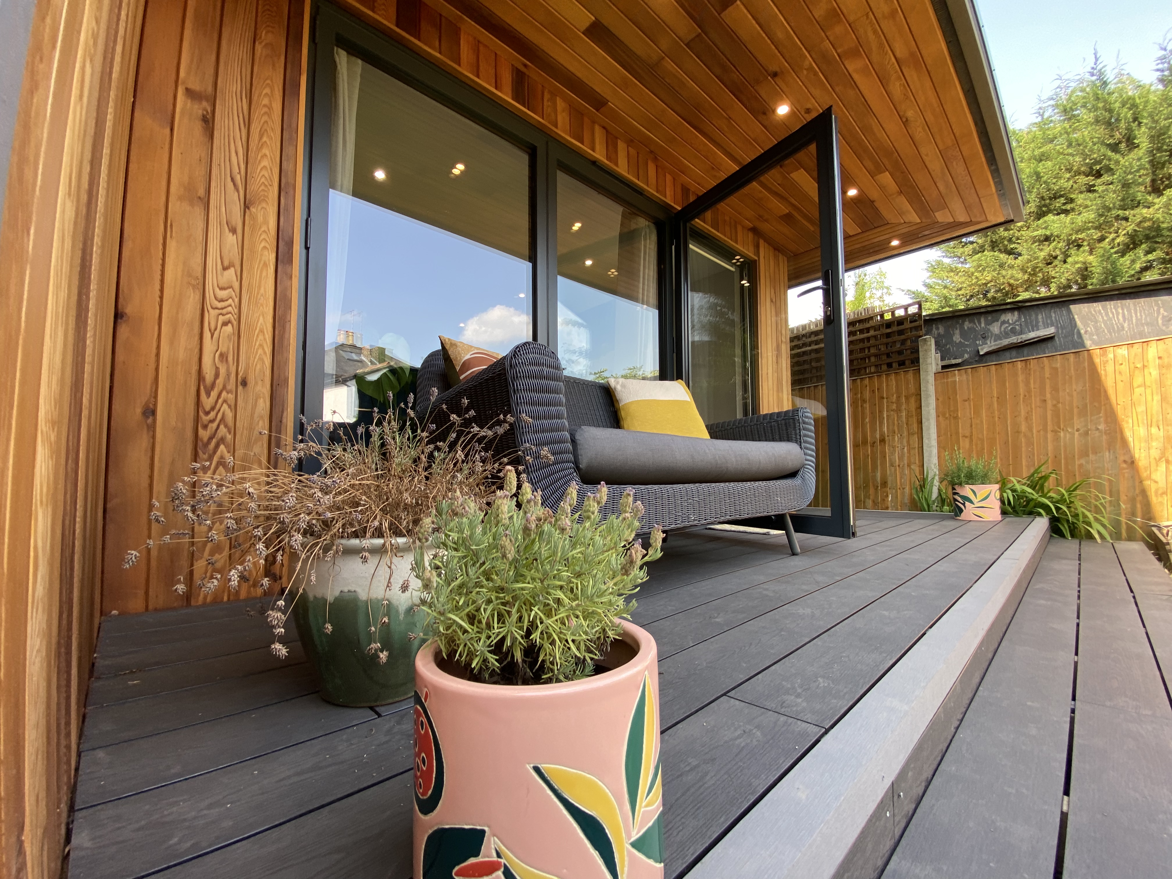 home gym and yoga studio in high barnet with red cedar cladding